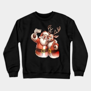 Santa and Reindeer Selfie Crewneck Sweatshirt